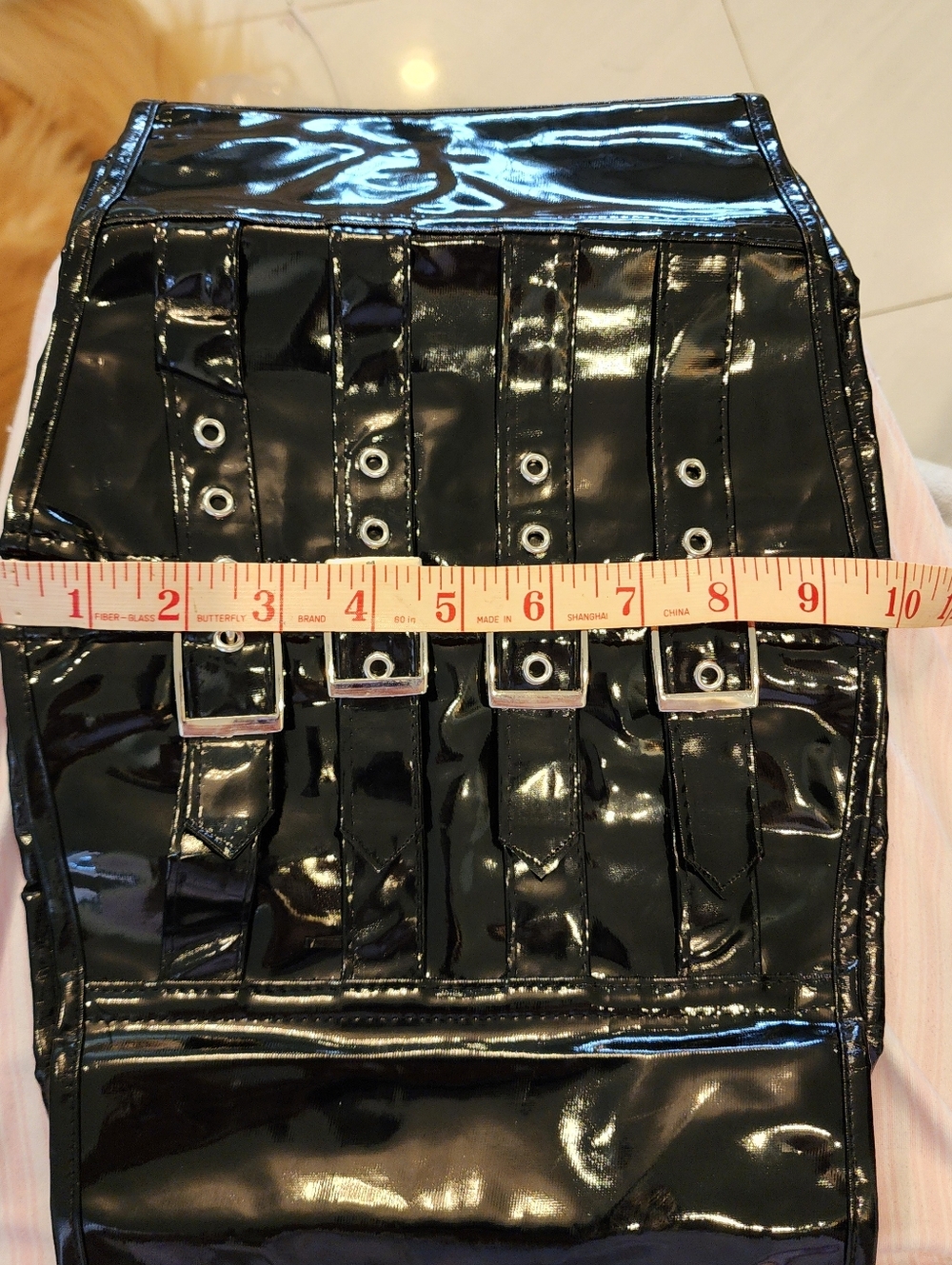 Black Patent Underbust Corset with Front Buckles - Picture 8 of 8